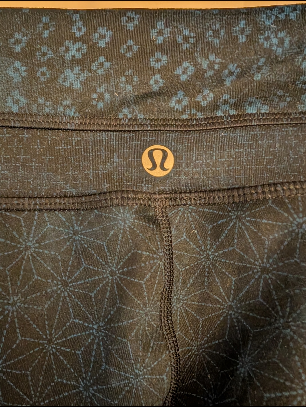 lululemon athletica Black Leggings with Subtle Blue Pattern